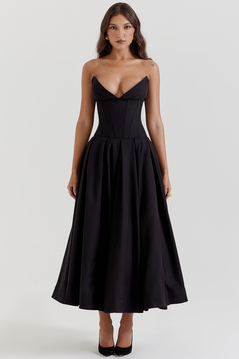 Damen Abendkleid mit taillierter Silhouette und A-linien Schnitt Amawinc