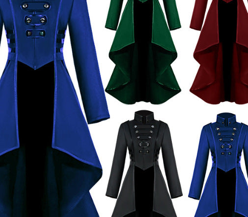 Damen asymmetrischer Stehkragenmantel mit Knopfdetails Amawinc