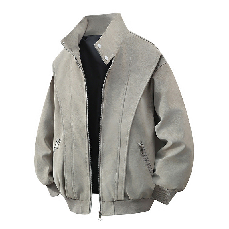 Damen Designer Übergangsjacke mit hohem Kragen und praktischen Reißverschlusstaschen Amawinc