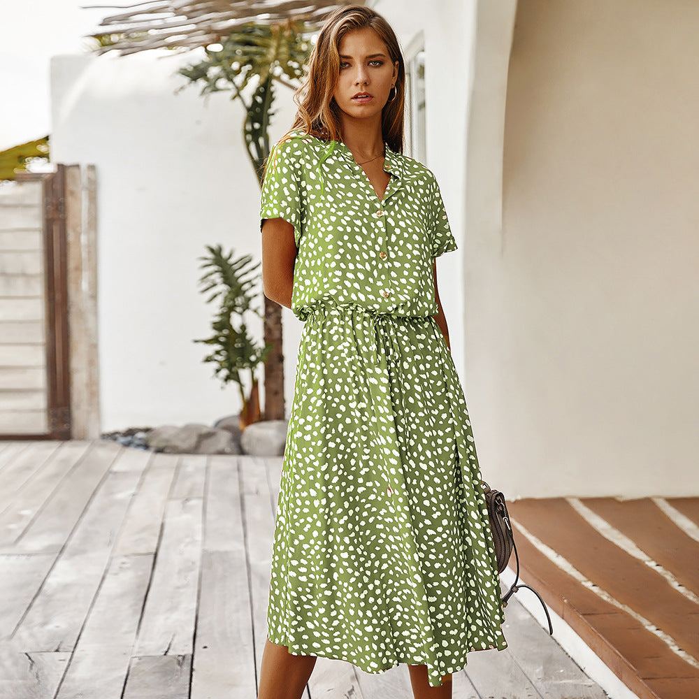 Kurzärmliges Johanna Sommerkleid mit Polka Dots