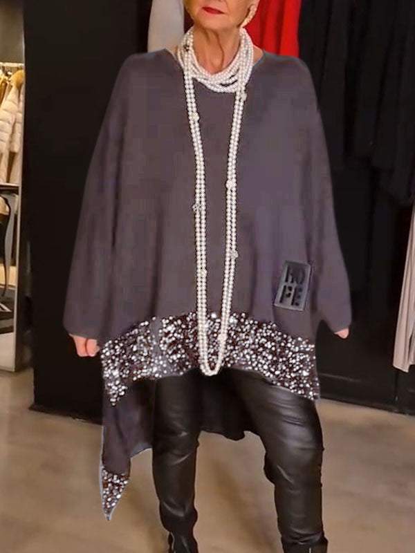 Damen Elegantes und fließendes asymmetrisches Strickoberteil Amawinc