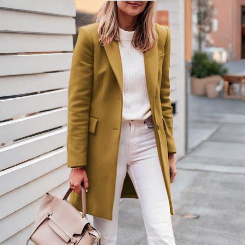 Damen eleganter und bequemer Wollmantel Amawinc