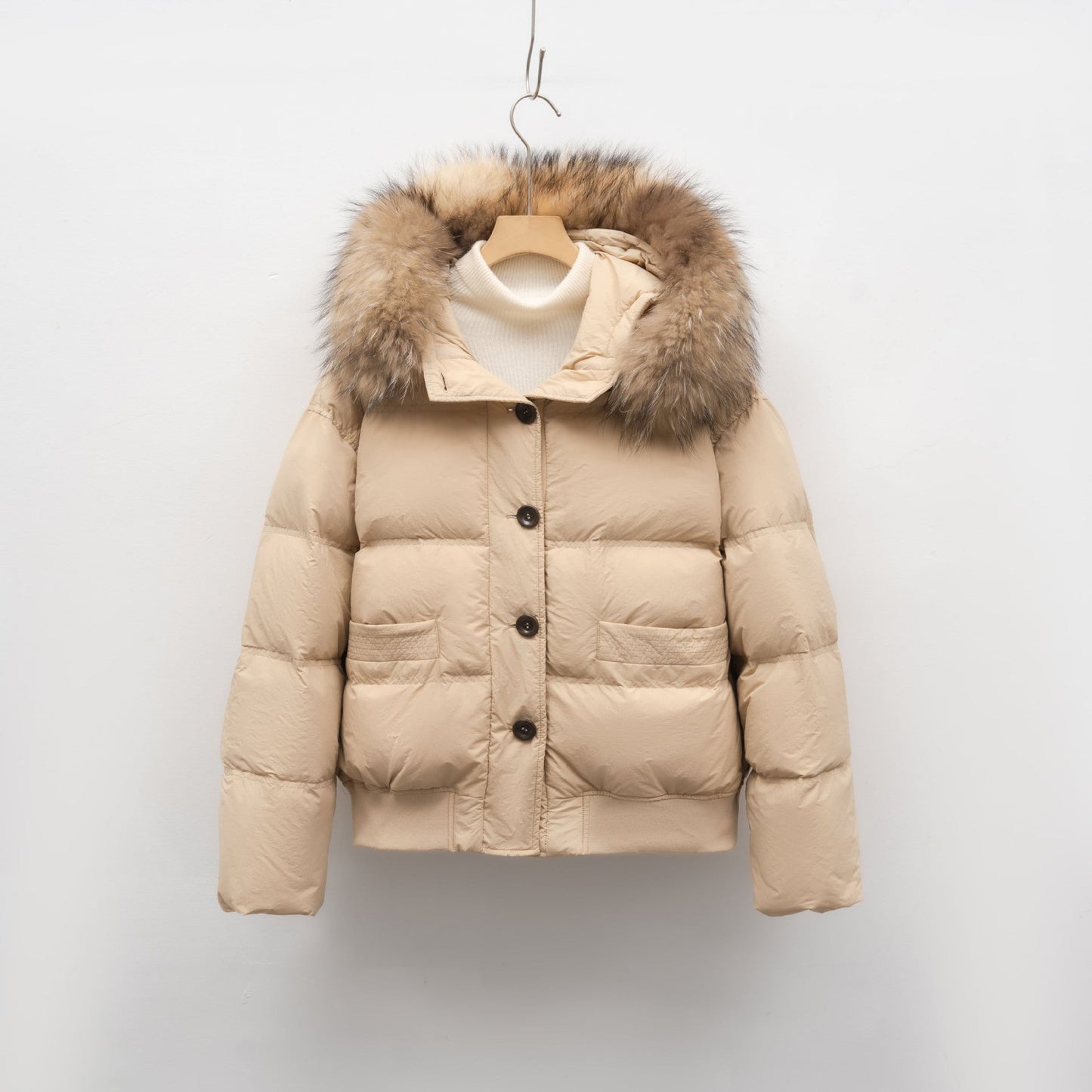 Damen warme Winterjacke mit abnehmbarem Fellkragen Amawinc