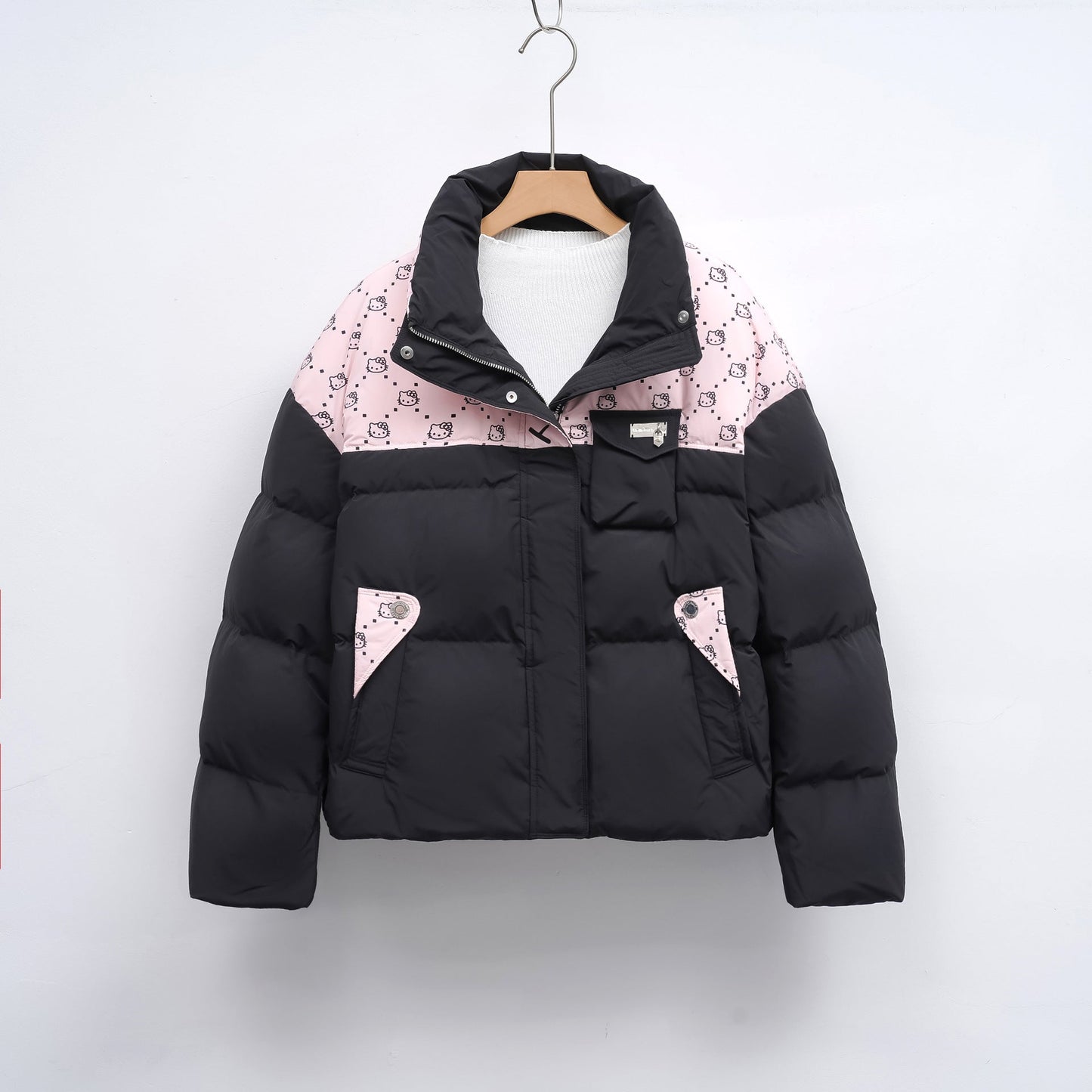 Damen Steppjacke mit hochschließendem Kragen und modischem Muster Amawinc