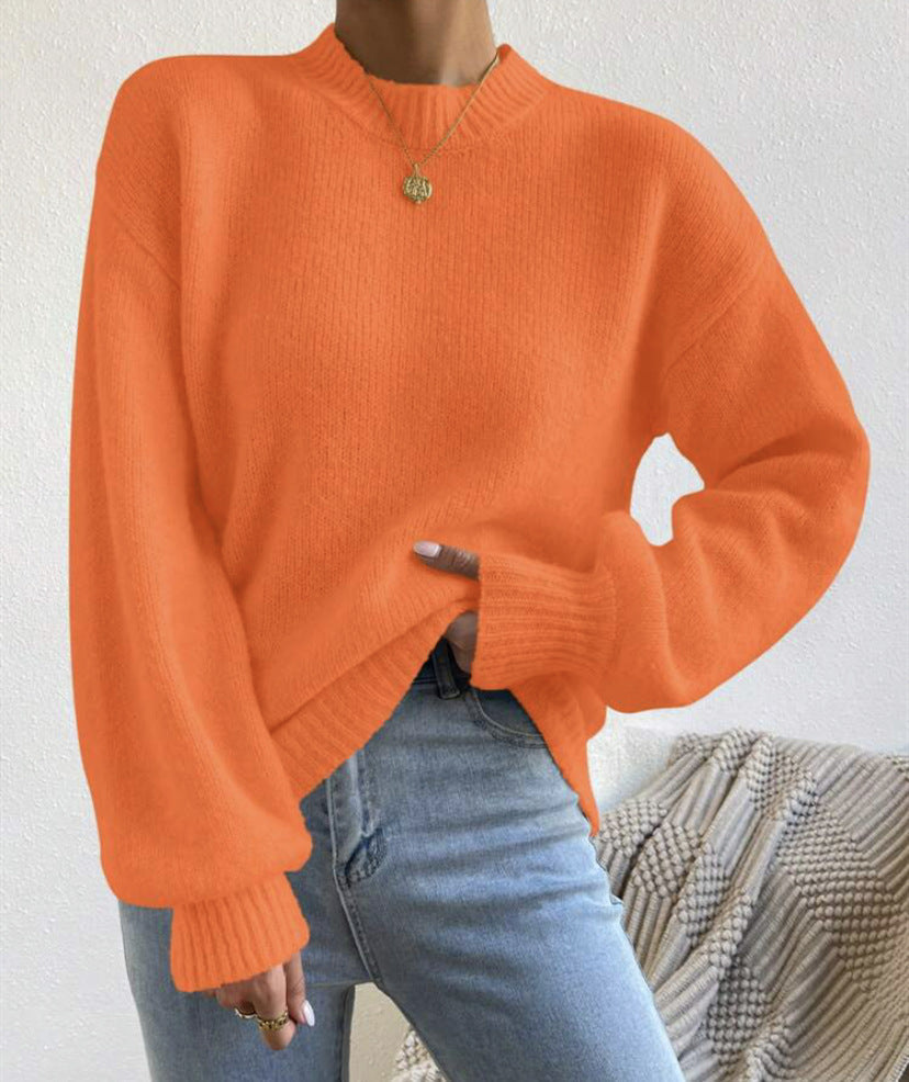 Damen Modischer Pullover mit hochgeschlossenem Ausschnitt und strukturiertem Strick Amawinc