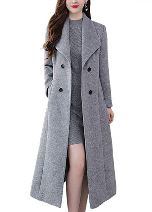 Damen Lange Wollmantel Amawinc