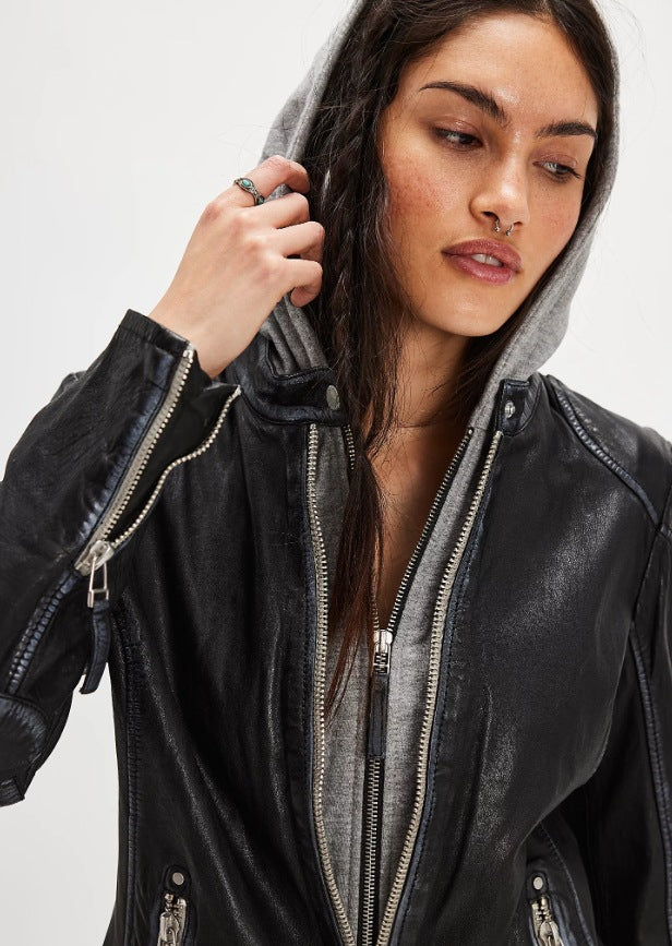 Damen stylische jacke mit abnehmbarer Kapuze Amawinc