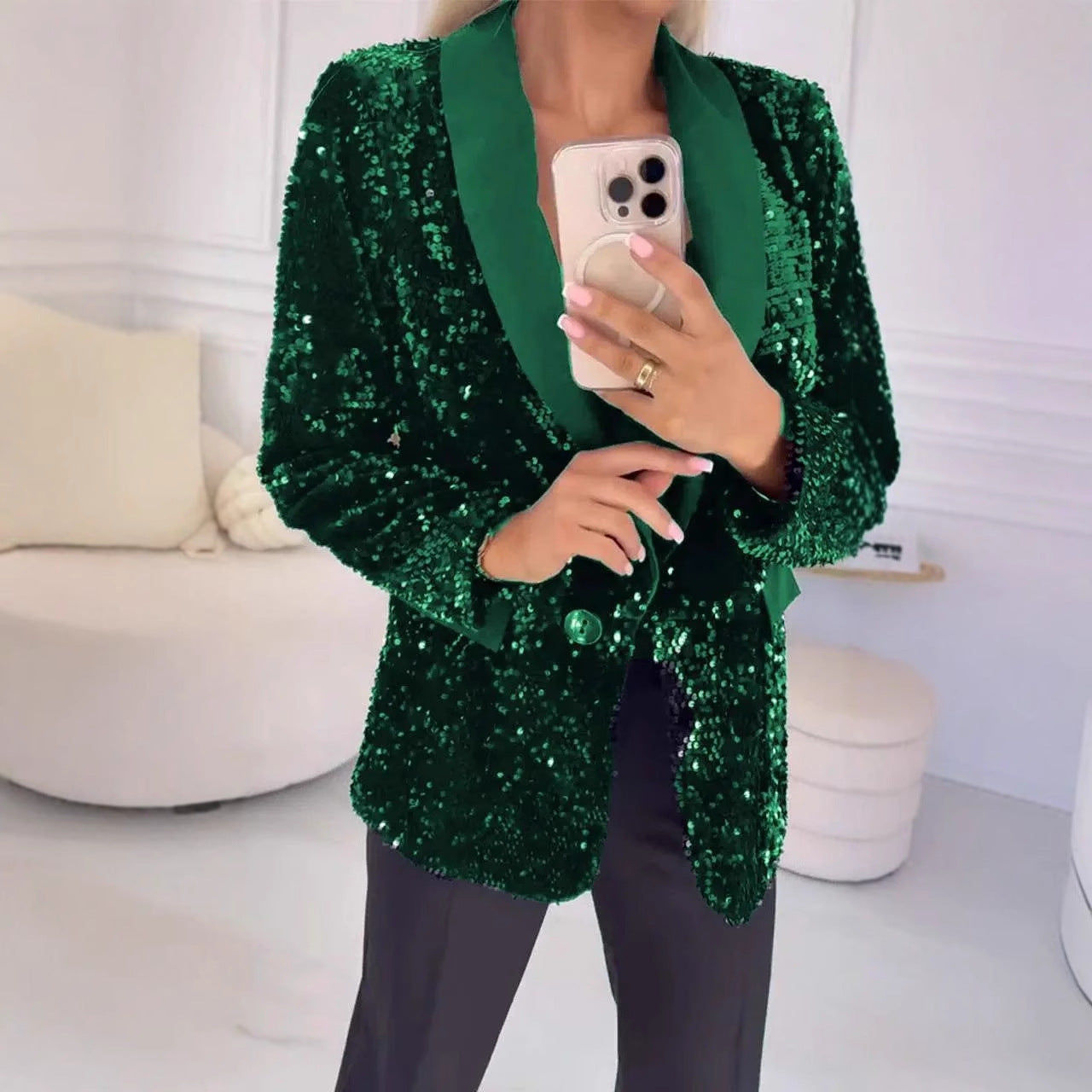 Damen Glitzernder Blazer Amawinc