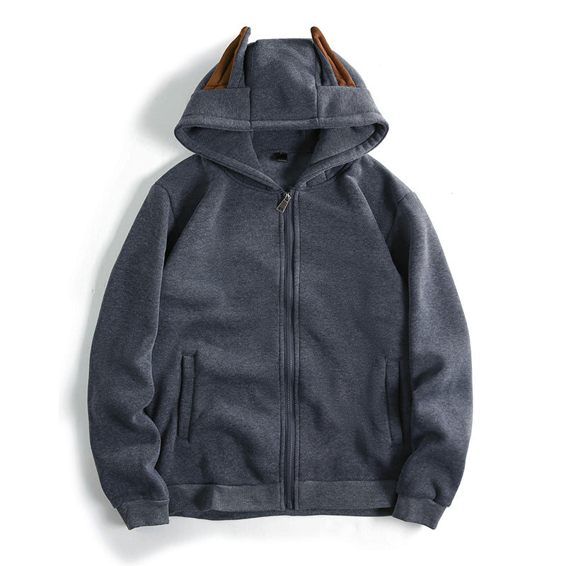 Damen Kapuzenjacke mit kreativen Ohren-Details und praktischem Reißverschluss Amawinc