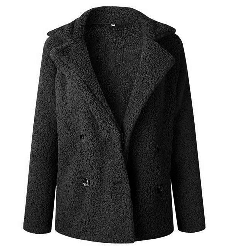 Damen Flauschiger Doppelreiher Blazer aus Kunstfell Amawinc