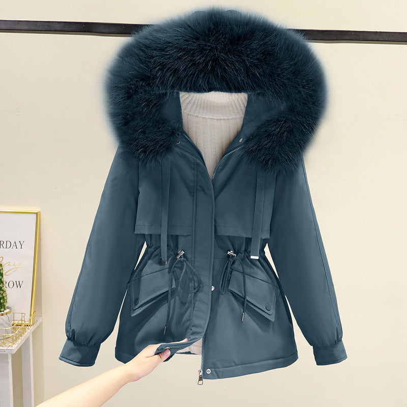 Damen Winterjacke mit funktionalem Reißverschluss und abnehmbarem Kunstpelzkragen Amawinc