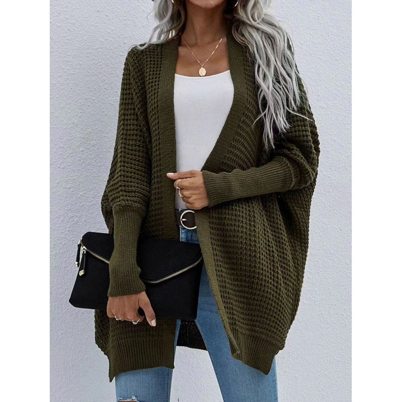 Damen luftige Strickjacke mit offenes Design und feiner Maschenstruktur Amawinc