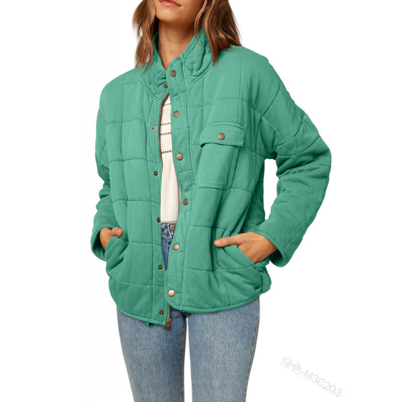 Damen Steppjacke mit dekorativem Knopf Amawinc