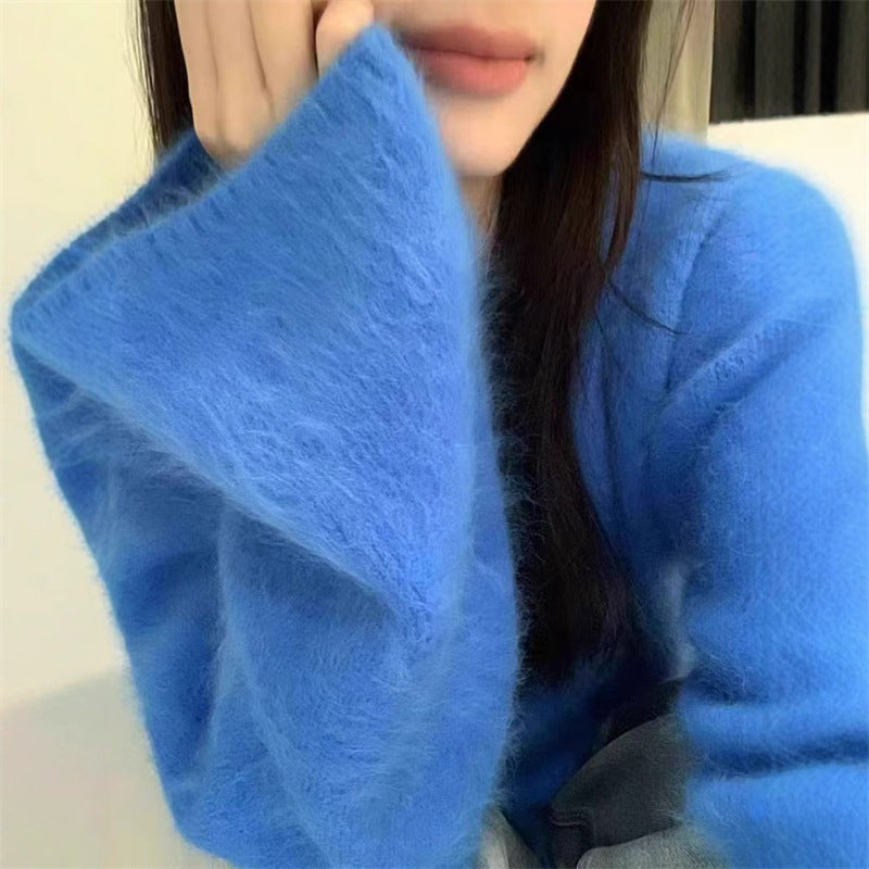 Damen Pullover mit weichem, flauschigem Material Amawinc