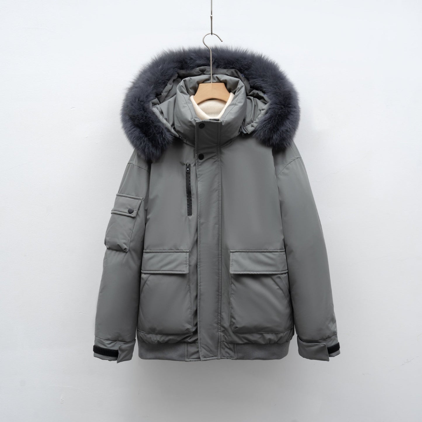 Damen Winterjacke mit großem Kunstfellkragen und funktionalen Taschen Amawinc