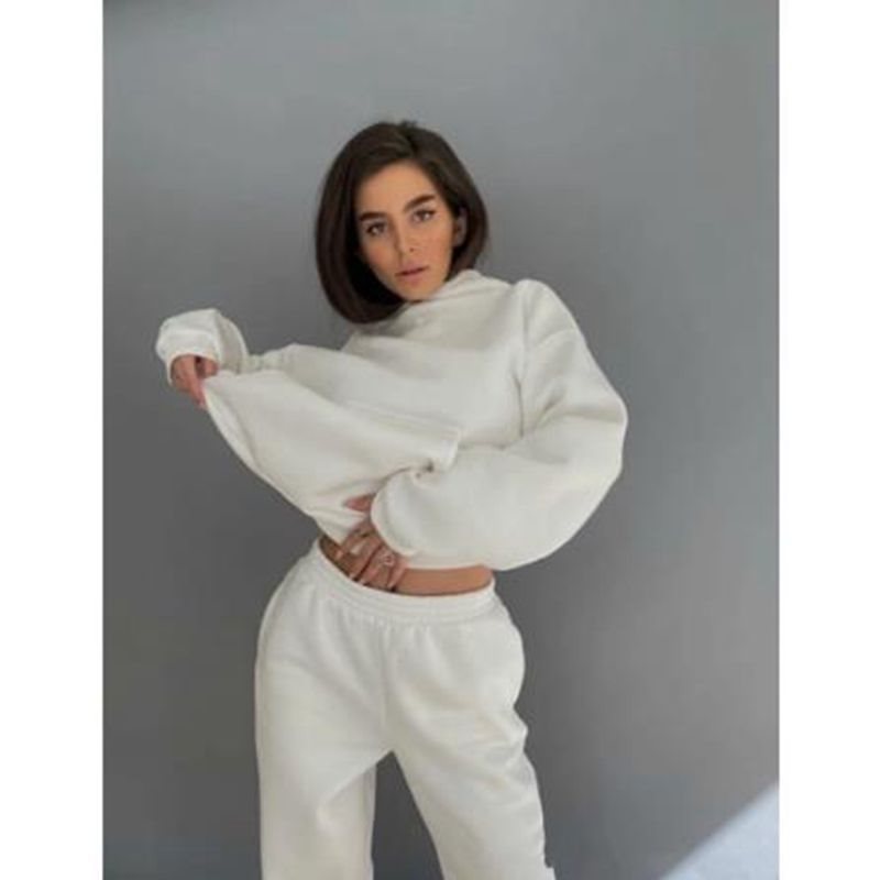 Damen lässiger Kapuzenpullover und Jogginghose Set Amawinc