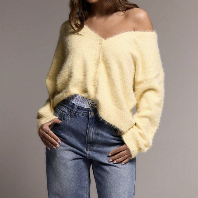 Damen Flauschiger Oversized Cardigan Amawinc