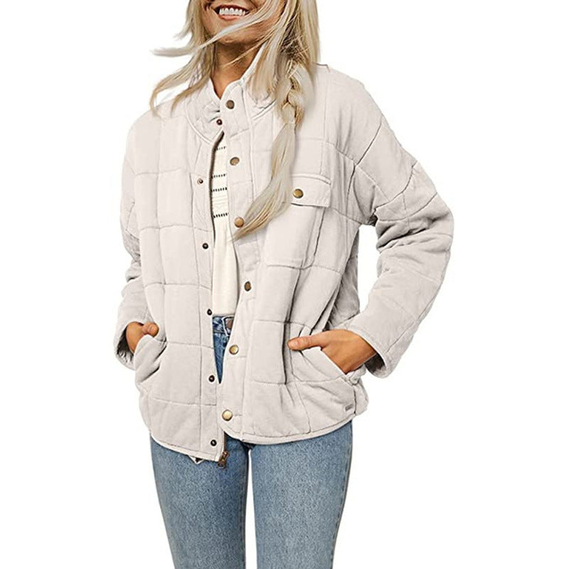 Damen Steppjacke mit dekorativem Knopf Amawinc