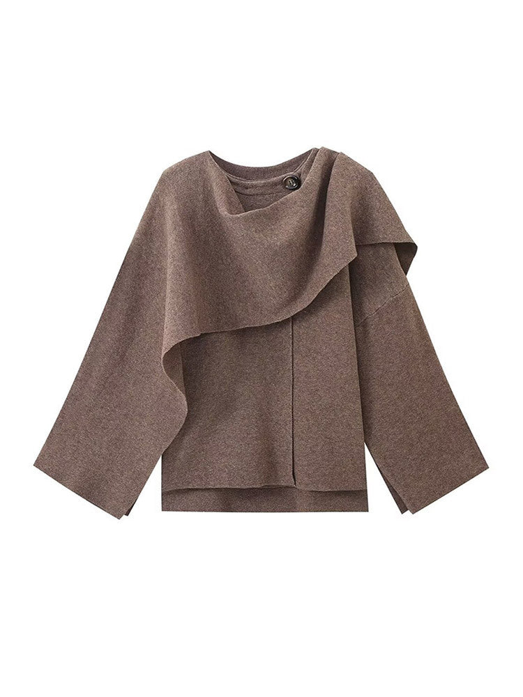 Damen Poncho aus hochwertiger Strickware mit asymmetrischem Design Amawinc