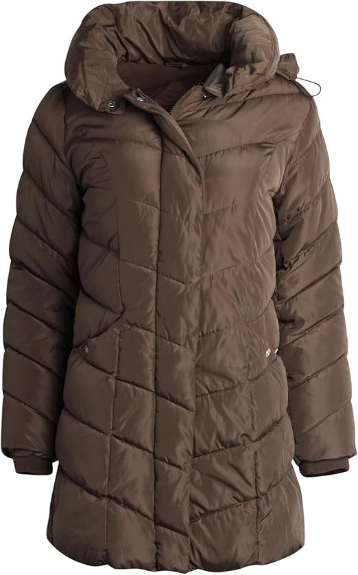 Damen Langer gesteppter Winterparka mit hochgeschlossenem Kragen Amawinc