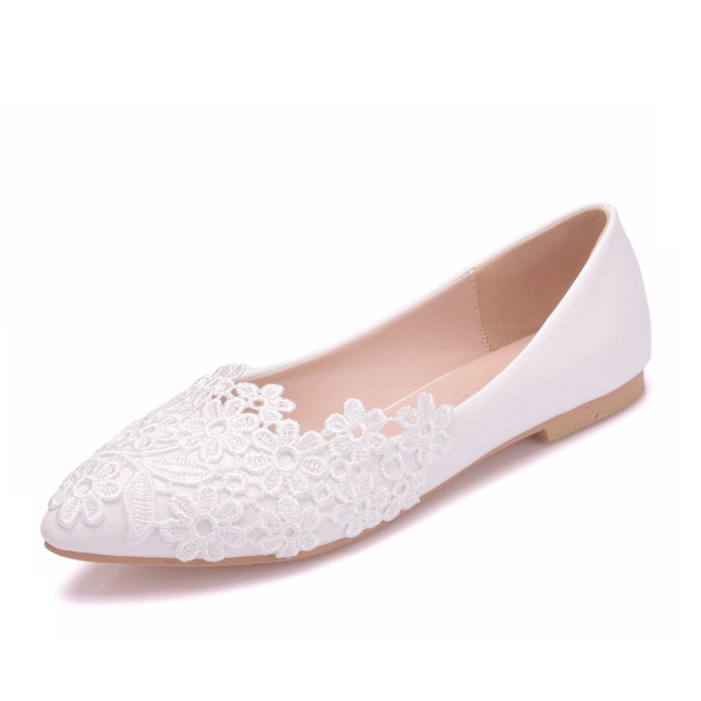 Damen Elegante Ballerinas mit filigraner Blumenstickerei Amawinc