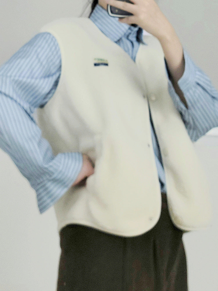 Damen Weiche und lässige Teddyweste mit seitlichen Taschen Amawinc