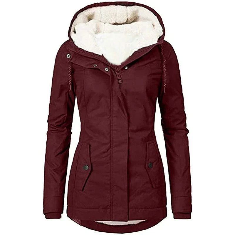 Parka Femme Capuche Doublure Peluche Longueur À Mi Cuisse Coupe Semi Ajustée Nordisk Flair Résistante Aux Intempéries