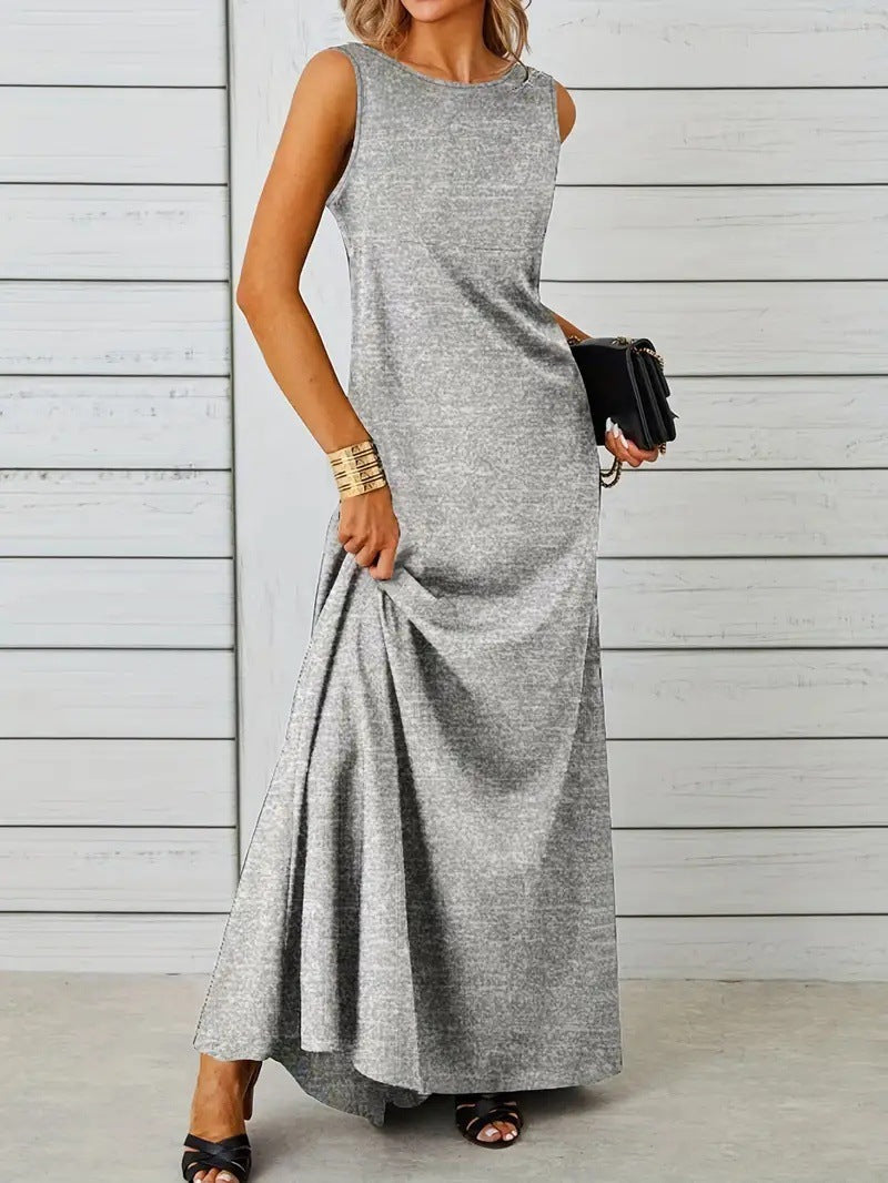 Robe Femme Sans Manches Coton Léger Coupe Décontractée Design Minimaliste Pour Été