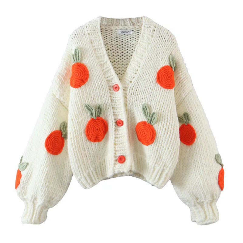 Damen Strickjacke mit floralem Design und oversized Schnitt Amawinc