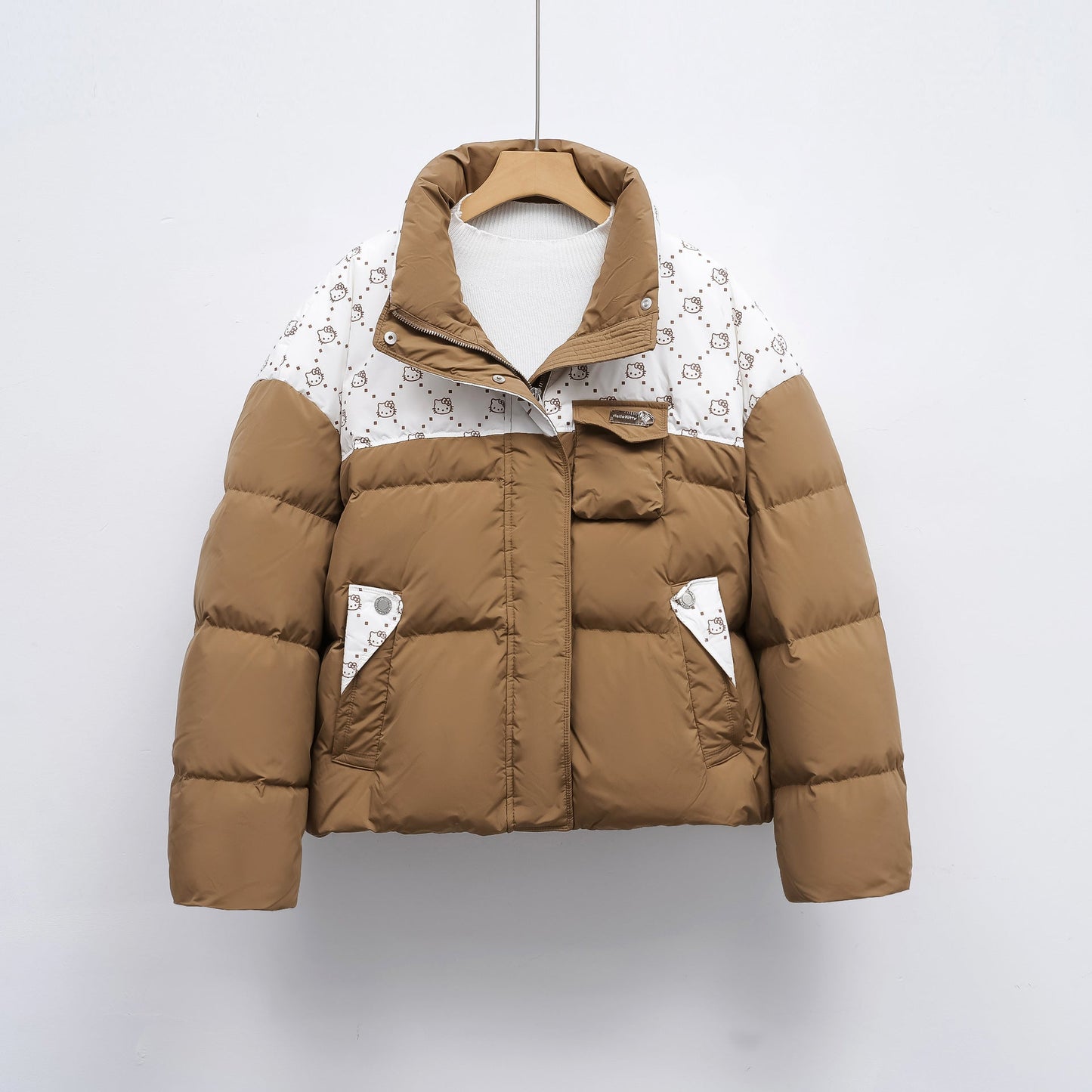 Damen Steppjacke mit hochschließendem Kragen und modischem Muster Amawinc