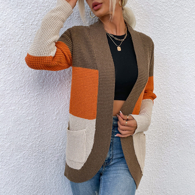 Damen Strickjacke mit modernen Farbkombinationen Amawinc