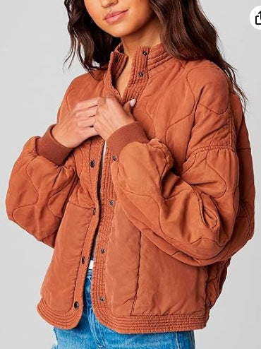Damen modische Steppjacke mit hohem Kragen Amawinc