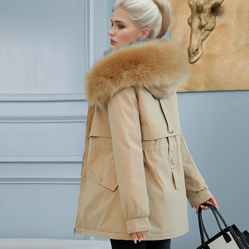 Damen isolierter Winterparka mit luxuriösem Kunstfellkragen und wärmendem Innenfutter Amawinc