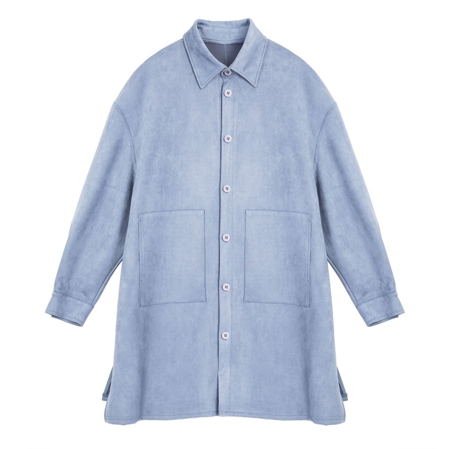 Damen Oversize Hemdenjacke aus weichem Suede mit großen Taschen Amawinc