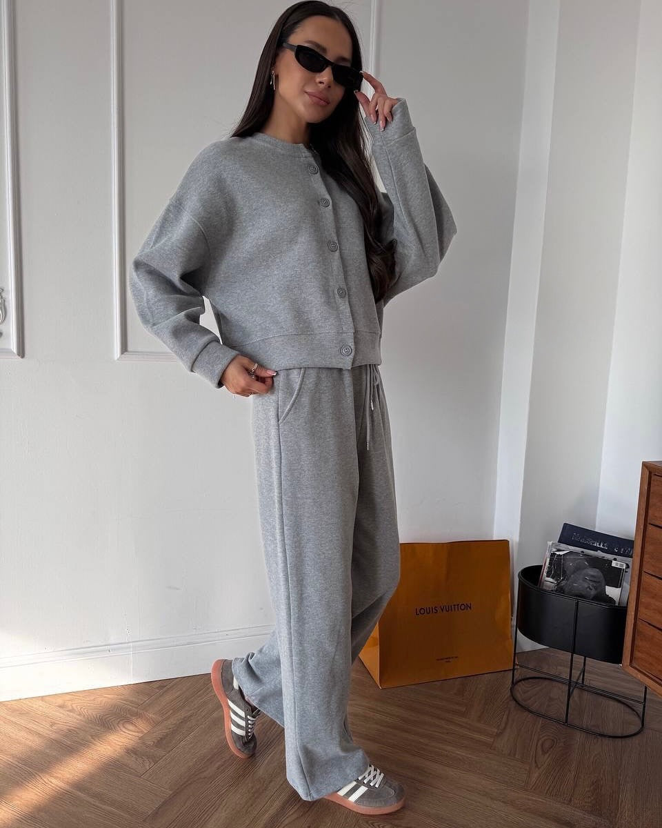 Damen lässiger Cardigan und Jogginghose Set Amawinc