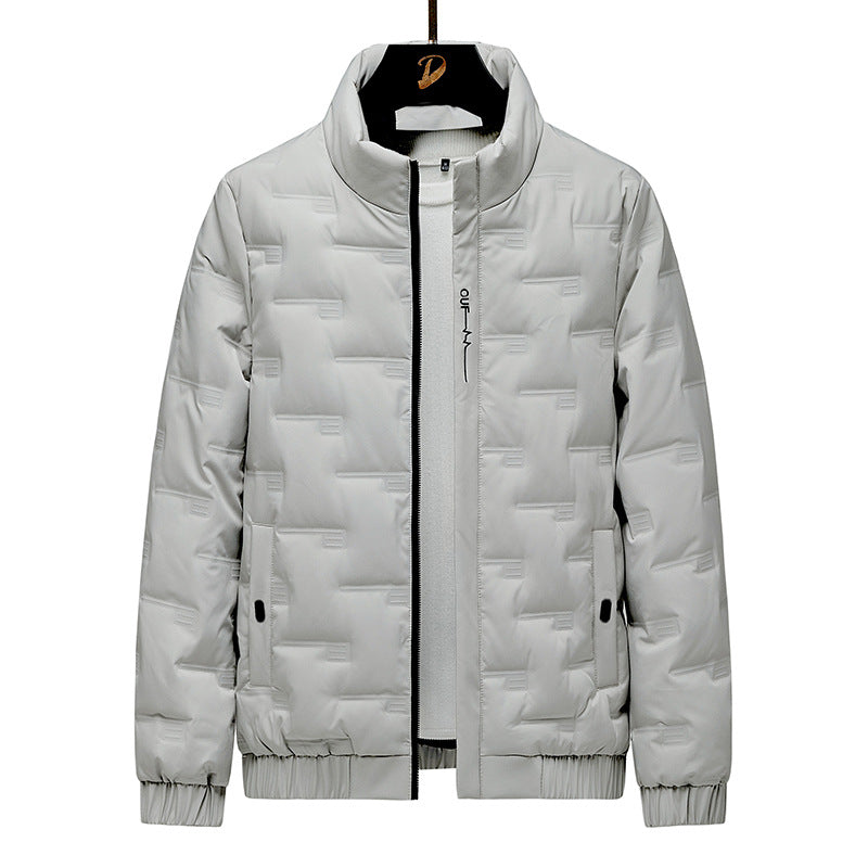 Manteau Homme Duvet Léger Décontracté Col Debout Longueur Hanche Pour Ville Et Weekends Hiver