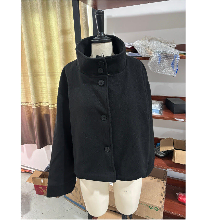 Damen modische Wolljacke mit strukturiertem Kragen und elegantem Schnitt Amawinc