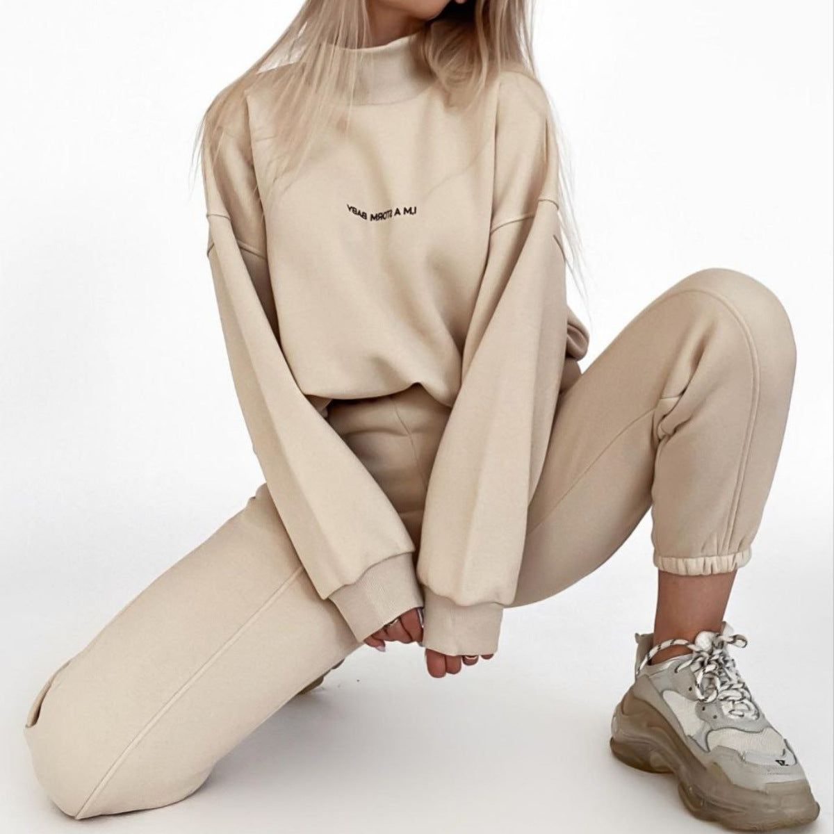 Damen Oversized Sweatshirt und Jogginghose Set Amawinc