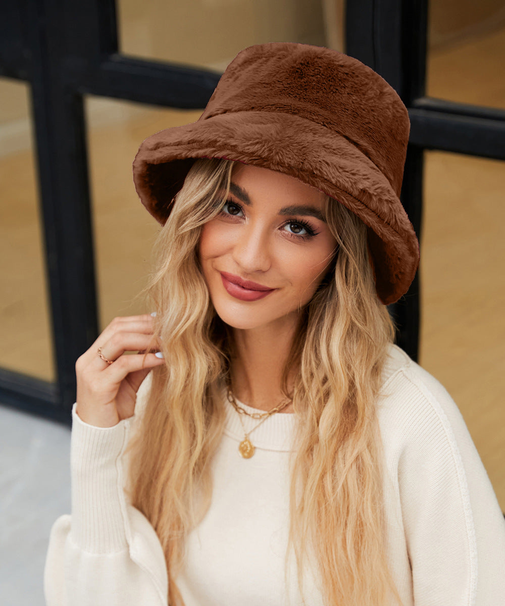 Damen Kuschelhut aus weichem Plüsch Amawinc