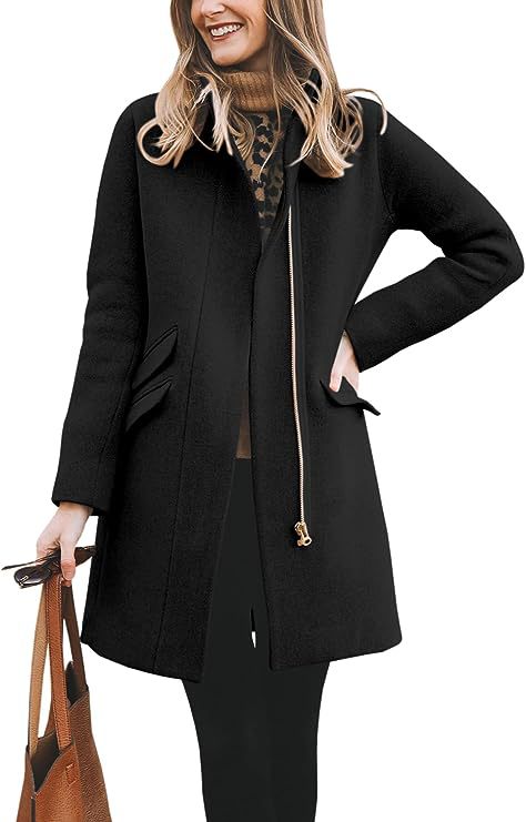 Damen modischer Wollmantel mit asymmetrischem Schnitt Amawinc