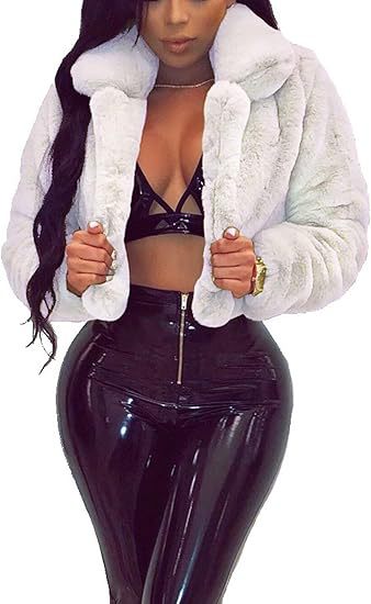 Damen Luxuriöse Kunstpelzjacke im eleganten Cropped-Design Amawinc