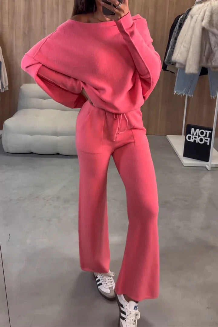 Damen Bequemes und elegantes Loungewear-Set mit weitem Schnitt Amawinc