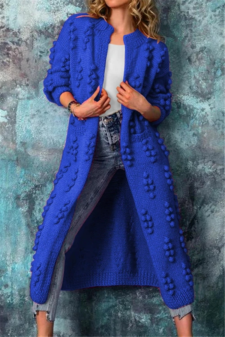 Grace Cardigan Longue En Maille Ouverte Devant Avec Texture Pour Femme Élégance Décontractée Et Confortable