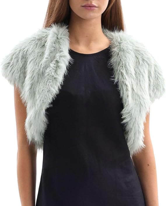 Damen Flauschige Kunstpelzweste im offenen Design Amawinc