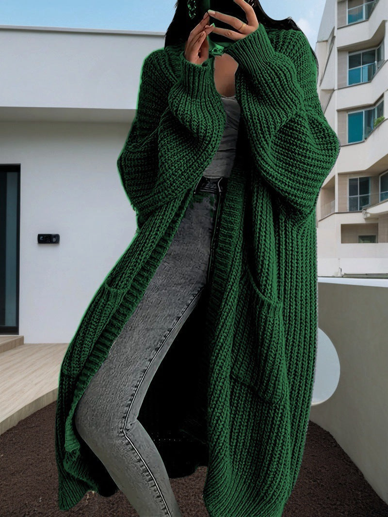 Damen Großer Strickcardigan mit lässiger Passform und großen Taschen Amawinc