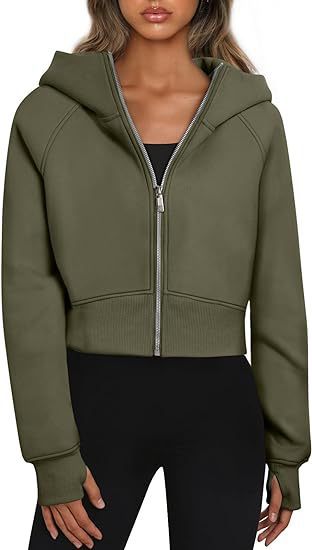 Damen cropped Kapuzenjacke Amawinc