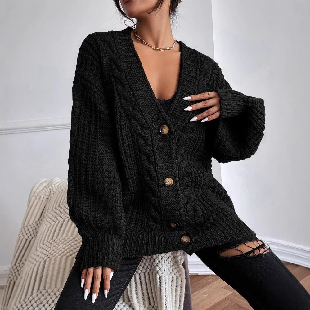 Damen Grobstrick-Cardigan mit dekorativem Zopfmuster Amawinc