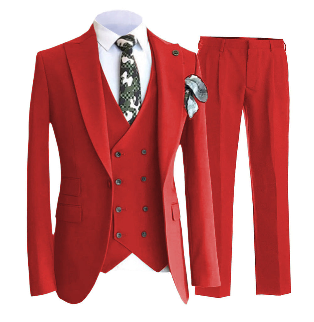 Ensemble Gilet Homme Slim Fit Double Boutonnage Avec Revers À Pointe Pour Veste et Pantalon Costume Formel