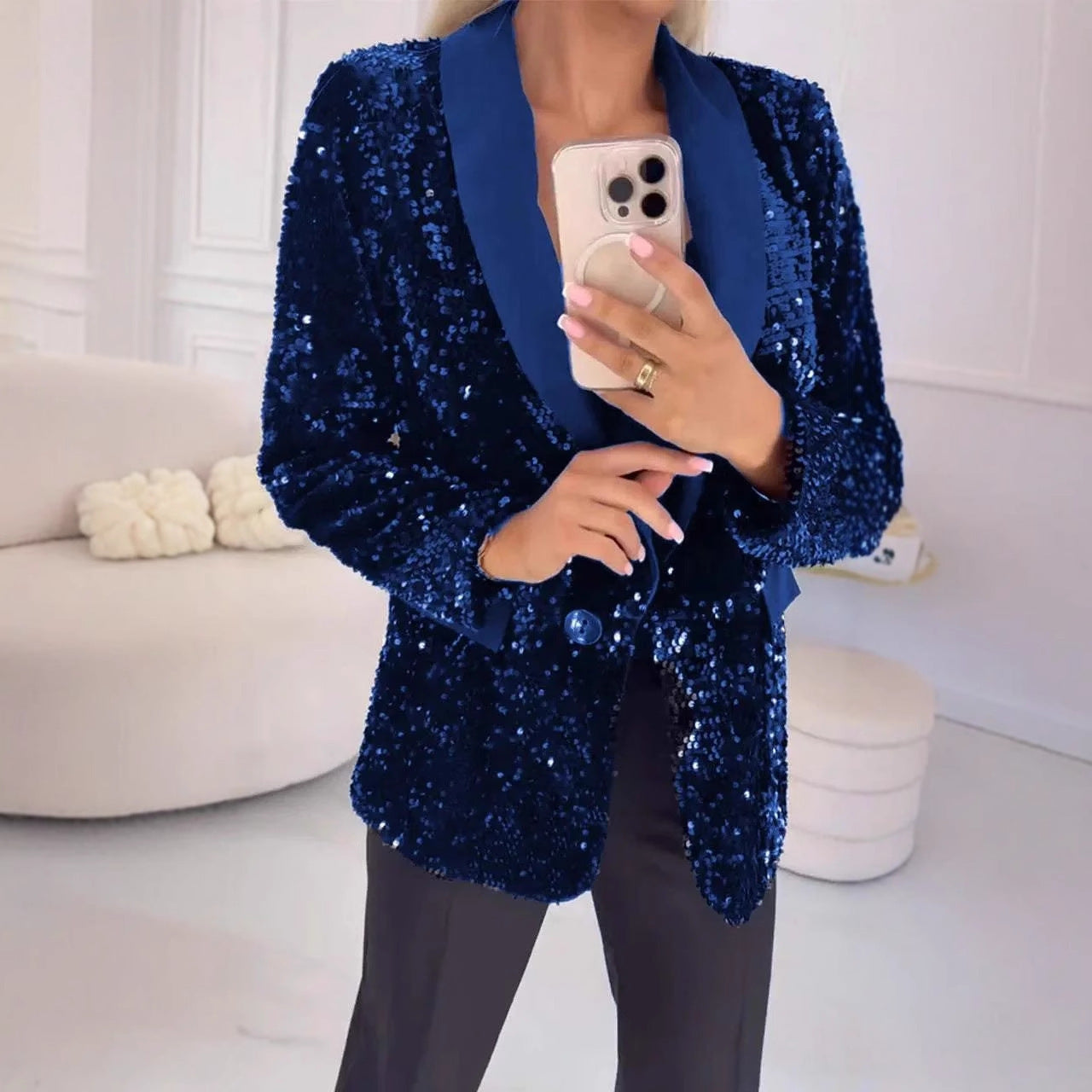 Damen Glitzernder Blazer Amawinc