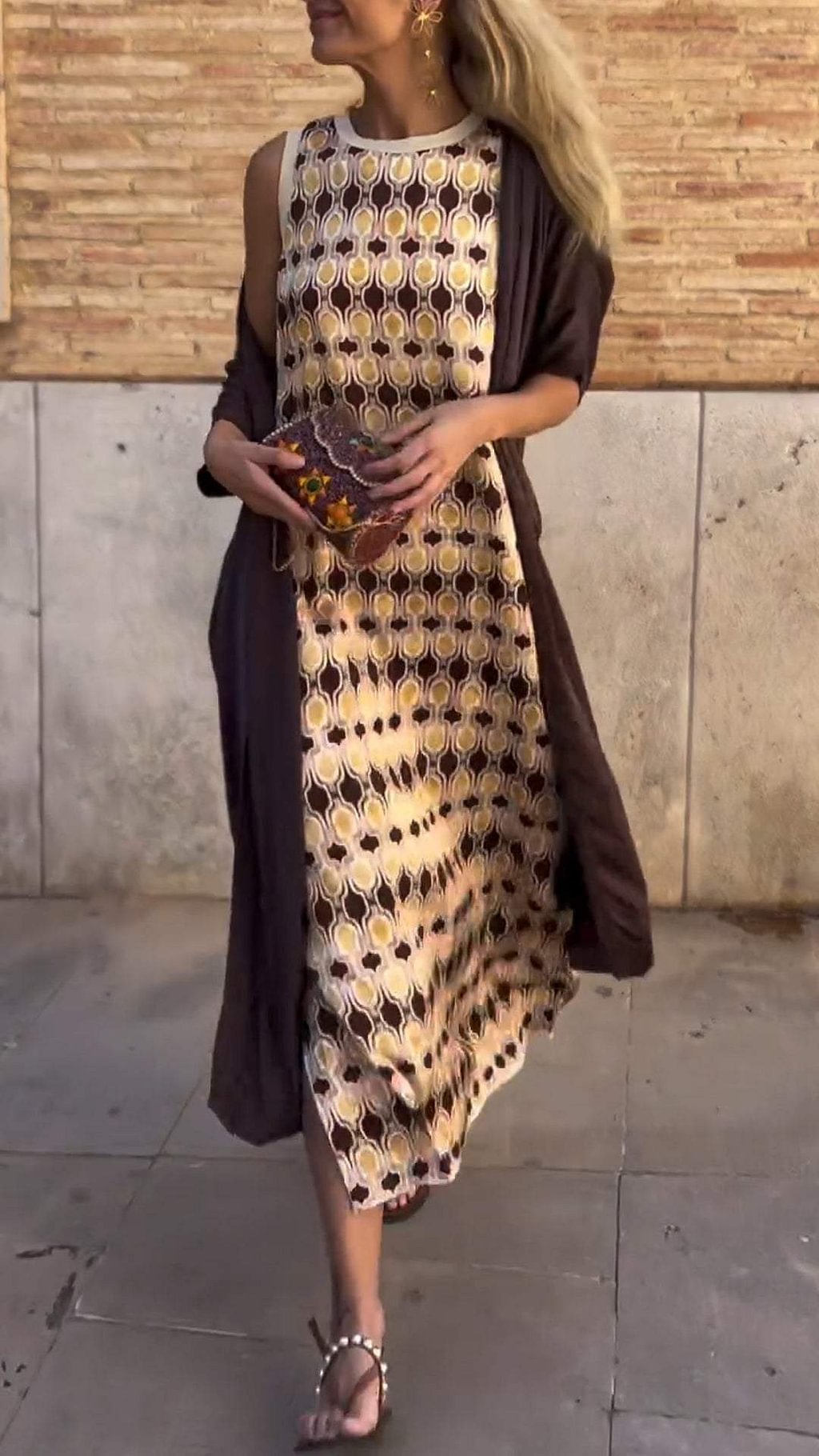 Ensemble Robe Et Cardigan Pour Femme Coupe Ample Maille Légère Longueur Genou Printemps Été